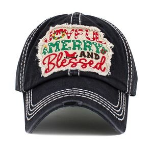 JOYFUL MERRY and Blessed Washed Vintage Baseball Cap